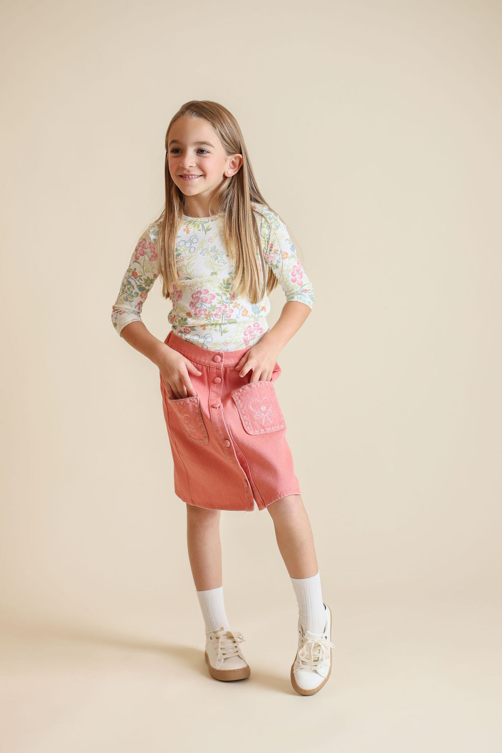 Stitched Detailed Trim Pocket Skirt