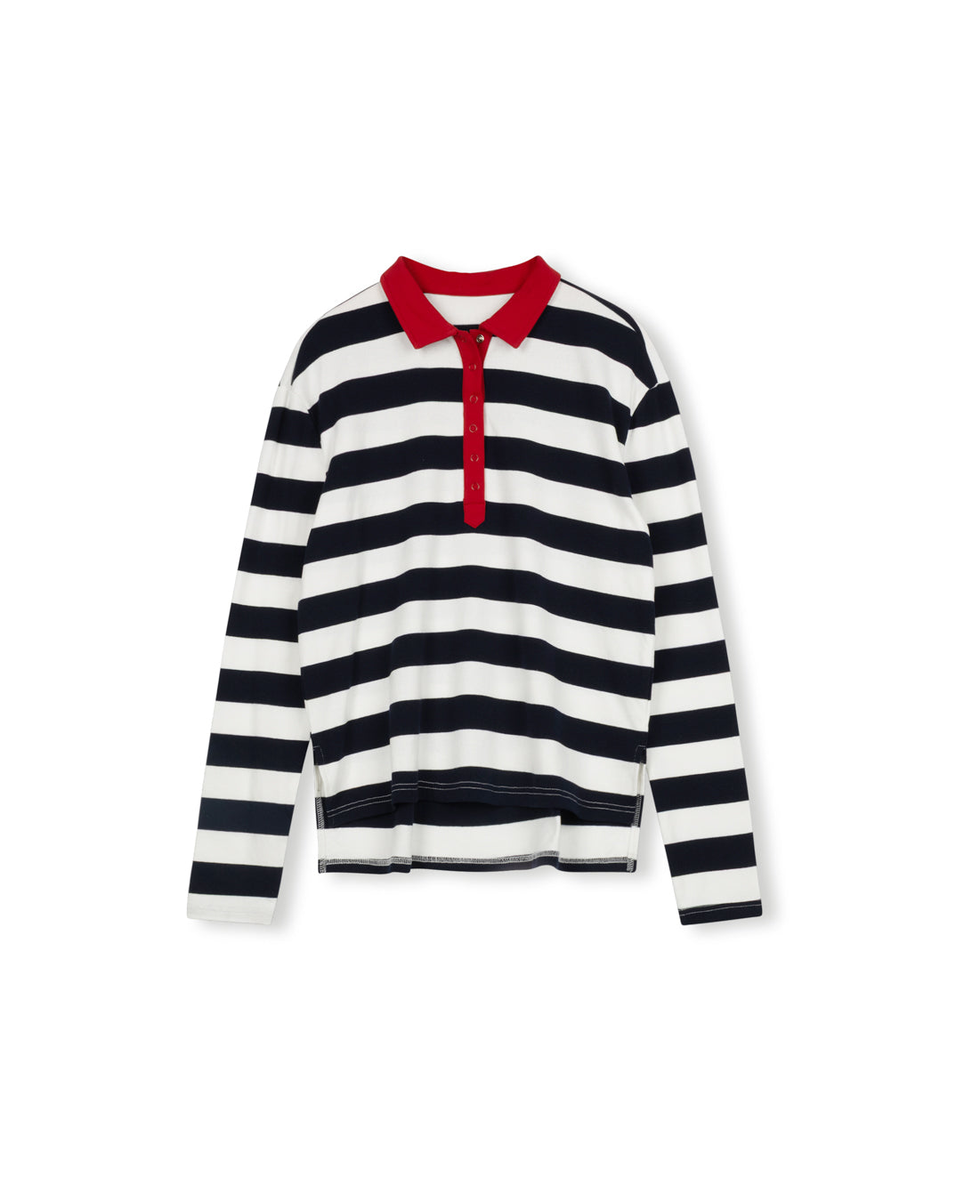 Oversized Striped Contrast Collar Polo - Junees