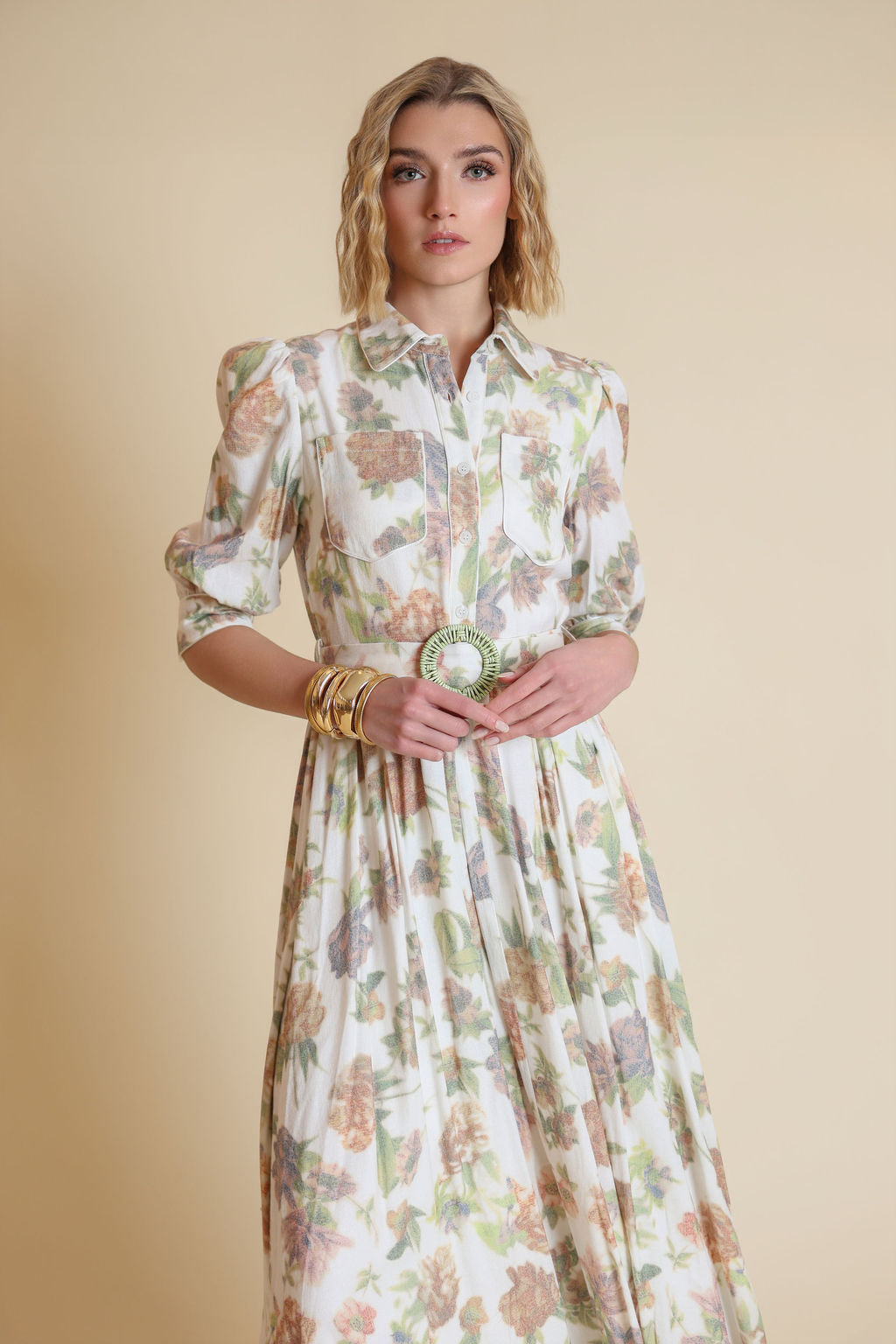 Thin Poplin Floral Dress