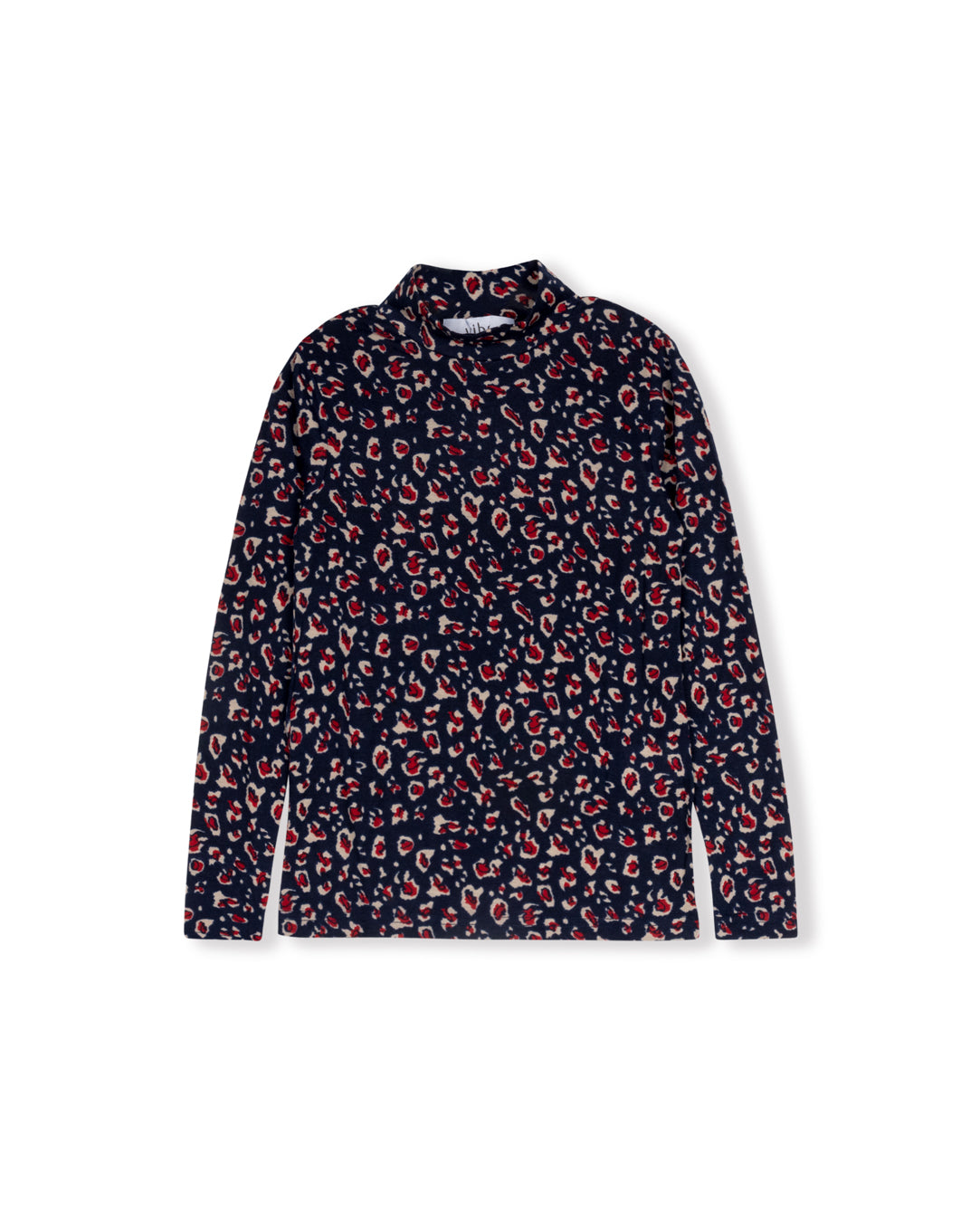 Leopard Printed Fitted Mock Neck C-23338