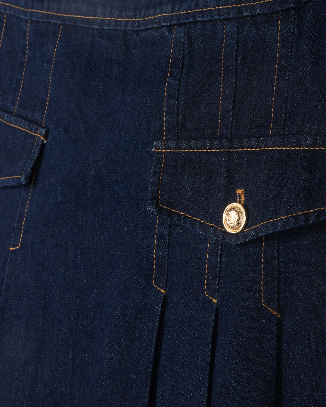 Center Pleat Pocket Denim Skirt - Junees