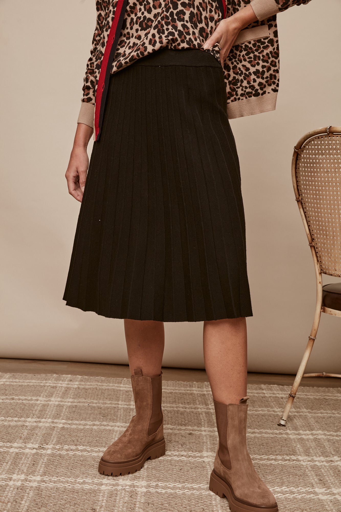 Legacy Sunray Pleated Knit Skirt W-4458