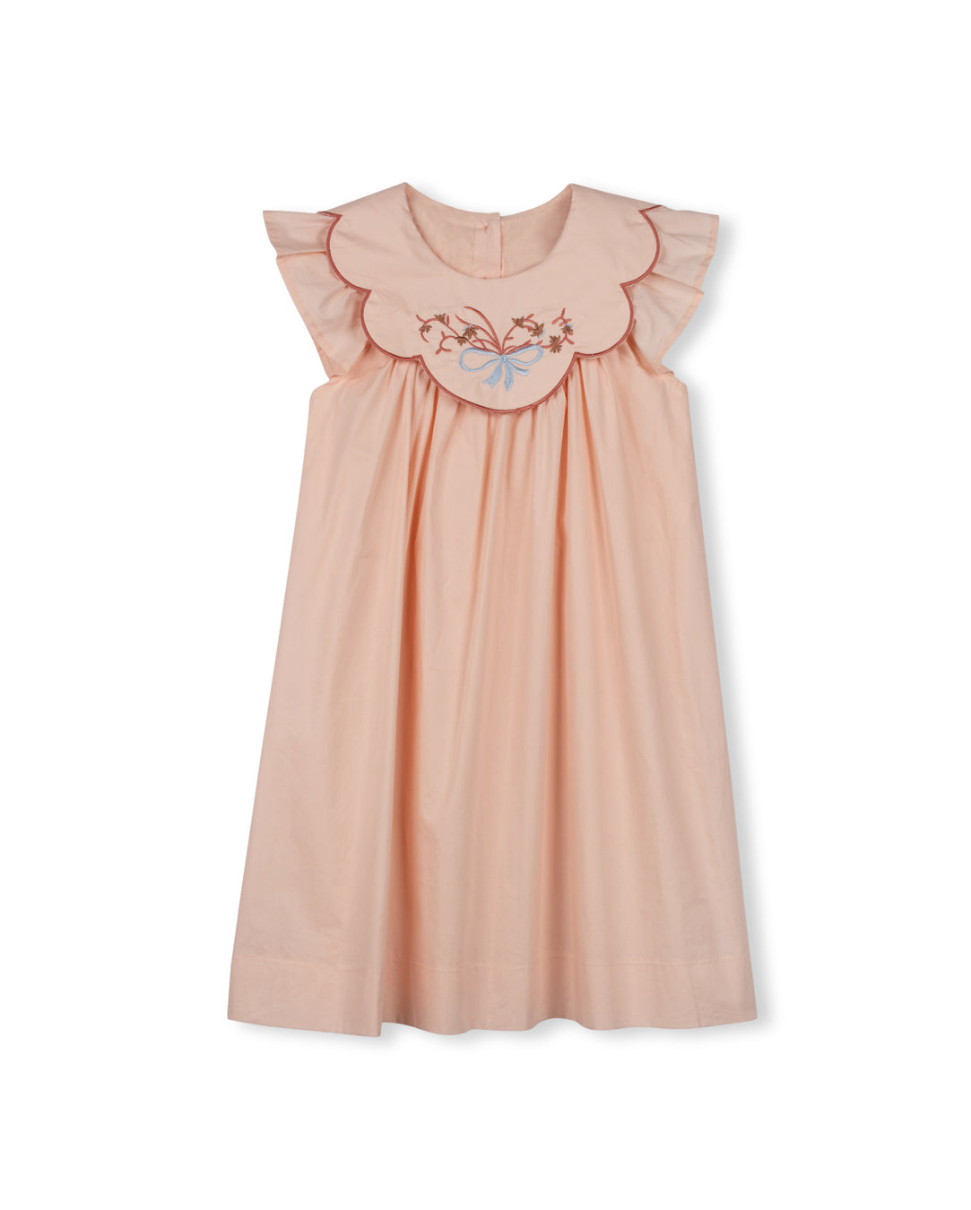 Embroidered Bow Detail Bib Dress