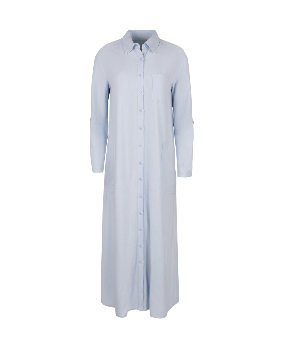 Linen Maxi Shirt Dress W-17702