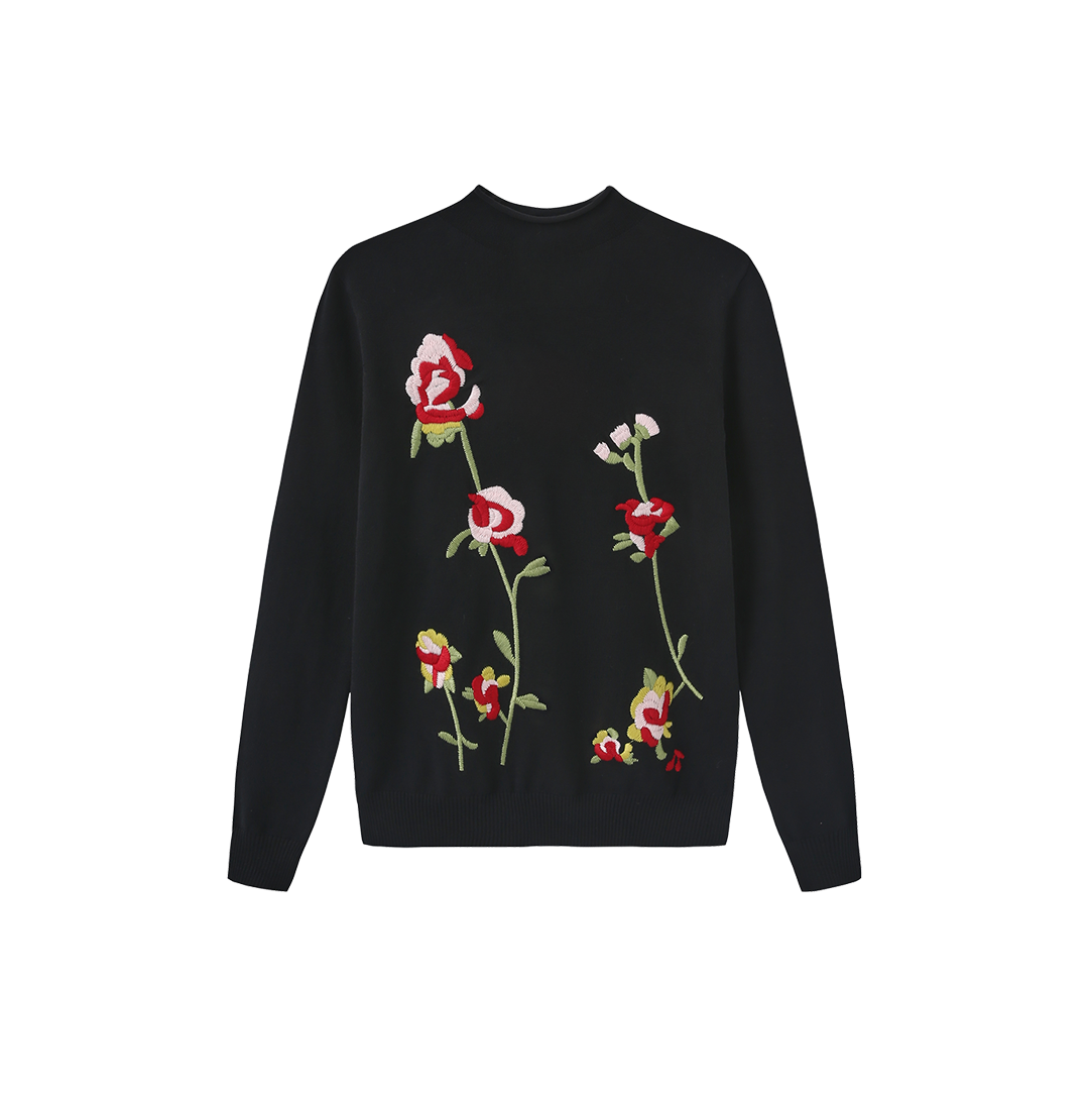 Floral Mock Knit Sweater