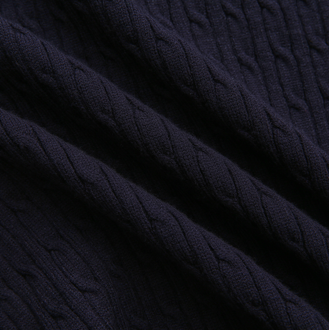 Cable Knit Contrast Fabric Cardigan