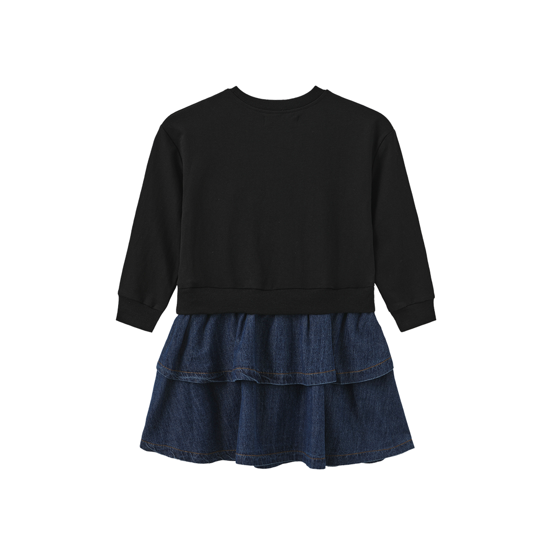 Sweatshirt And Denim Ruffle Dress