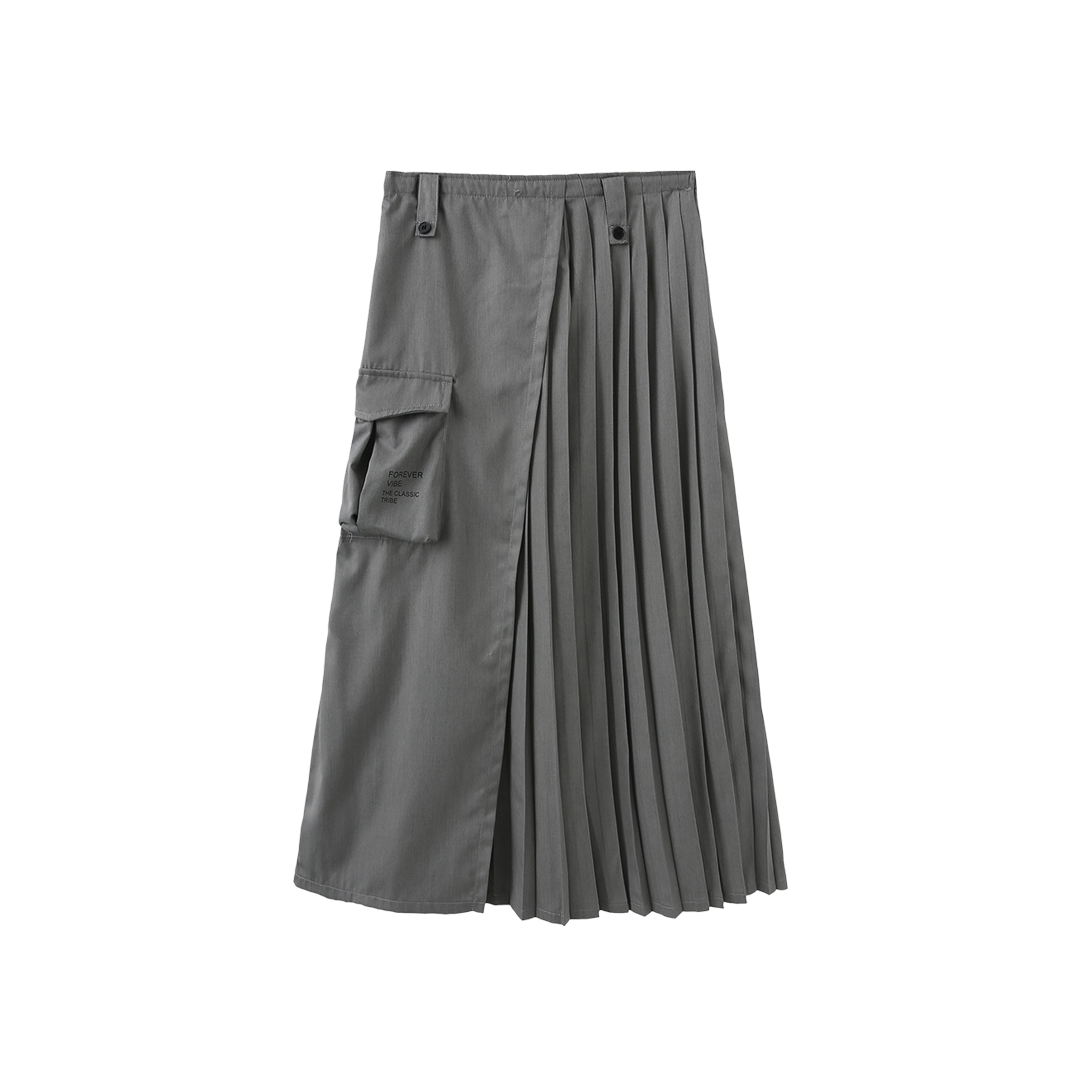 Side Pleated Midi Skirt