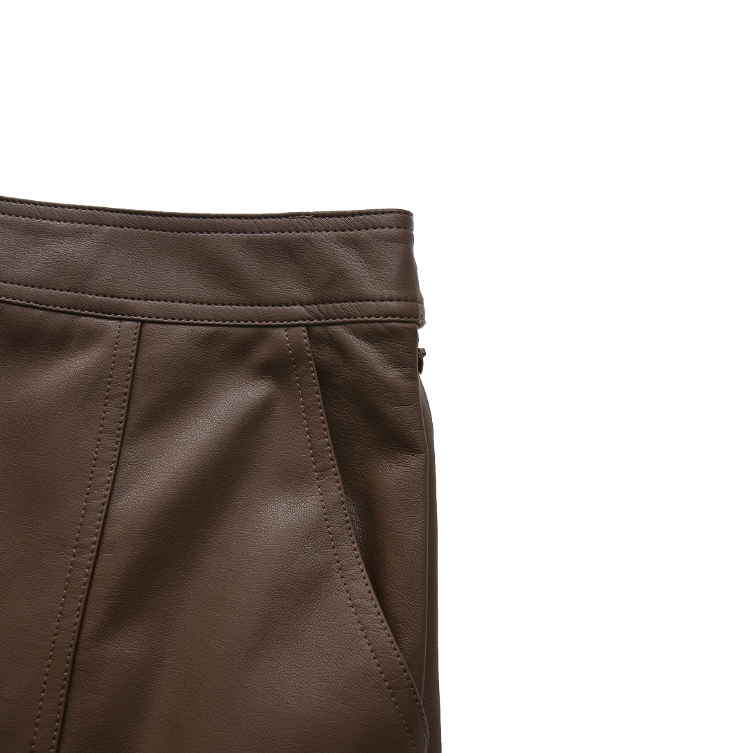 Leather Side Button Seam Skirt