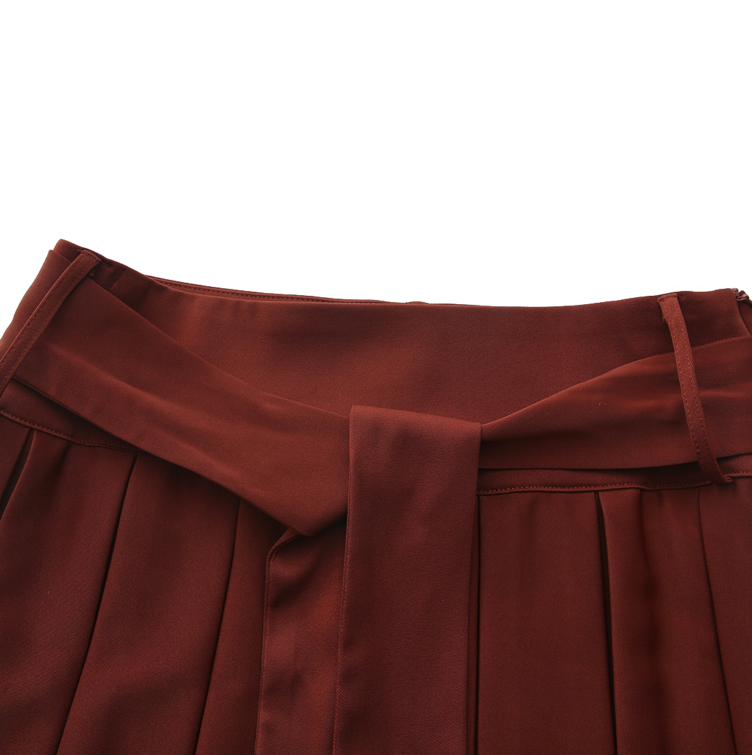 Self Tie Pleated Skirt