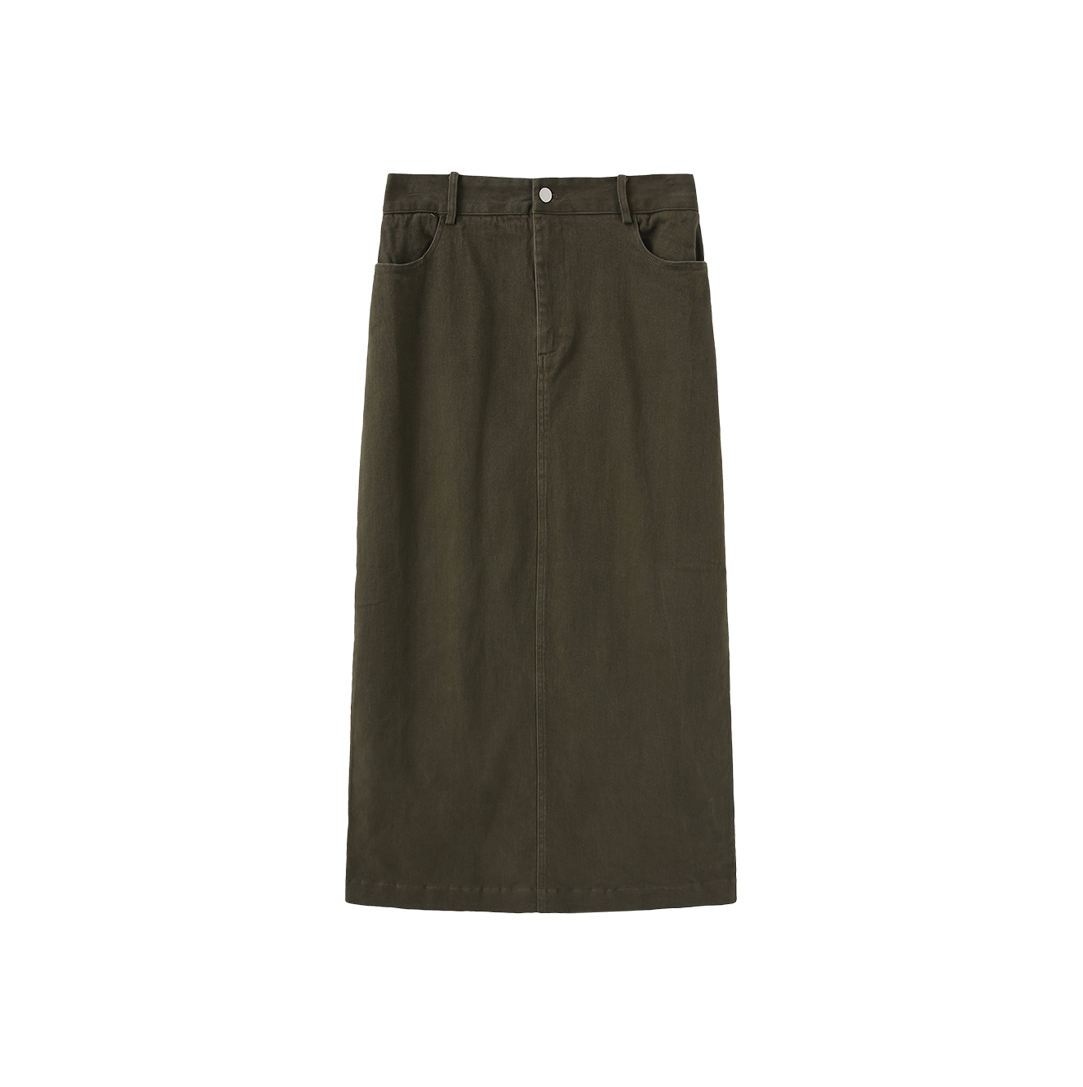Canvas Straight Maxi Skirt