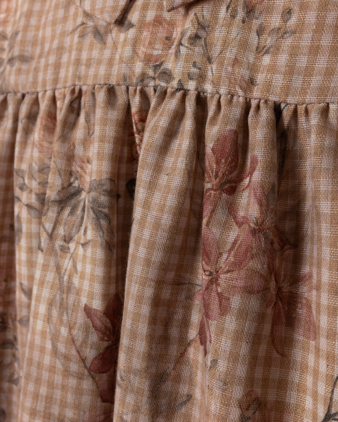 Gingham Floral Print Collared Jumper