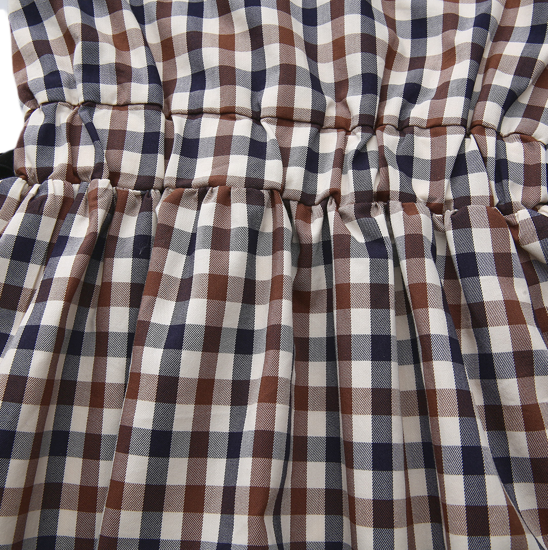 Checked Bow Waisted Dress