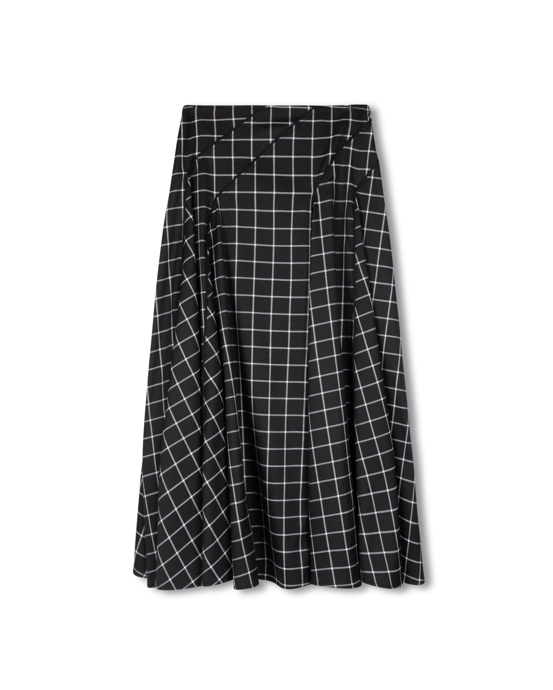 Wool Plaid Maxi Skirt W-23542