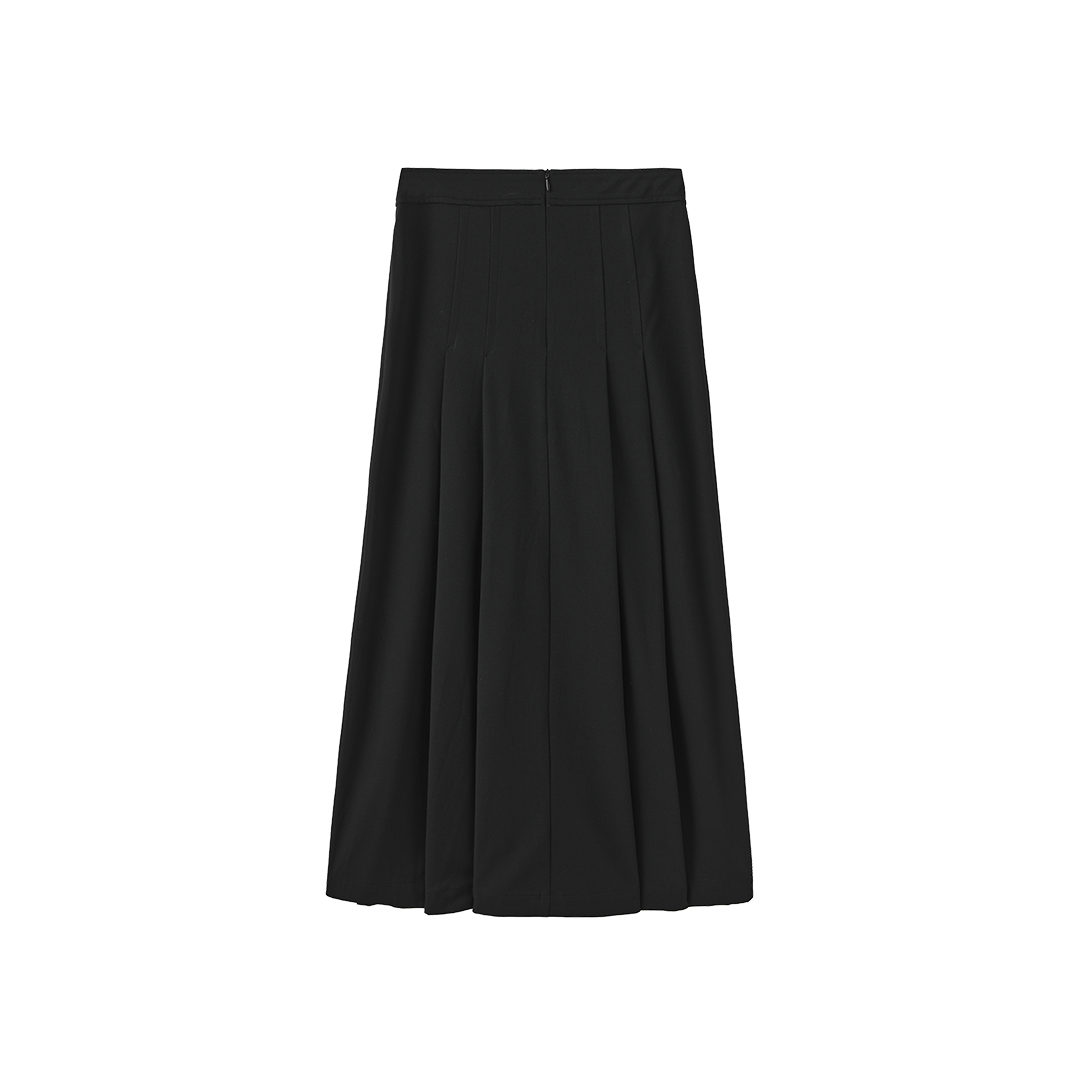 Center Pleat Wool Pocket Skirt