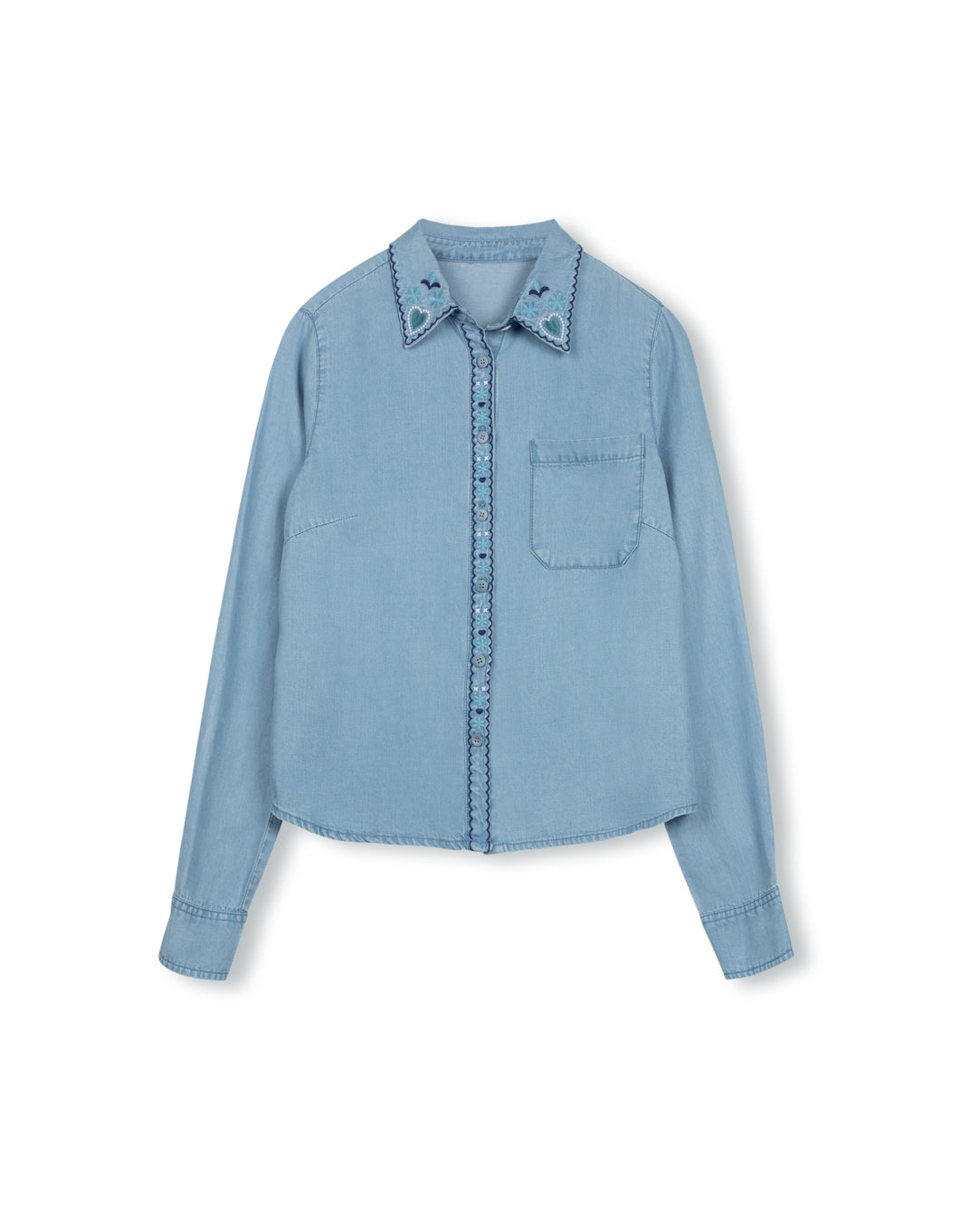 Chambray Embridered Blouse - Junees