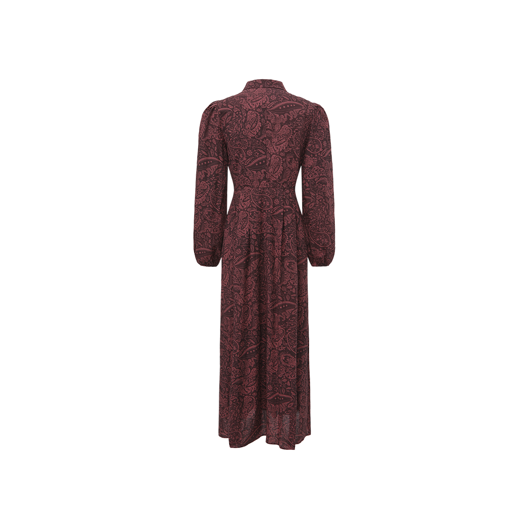 Waisted Puff Sleeve Printed Dress