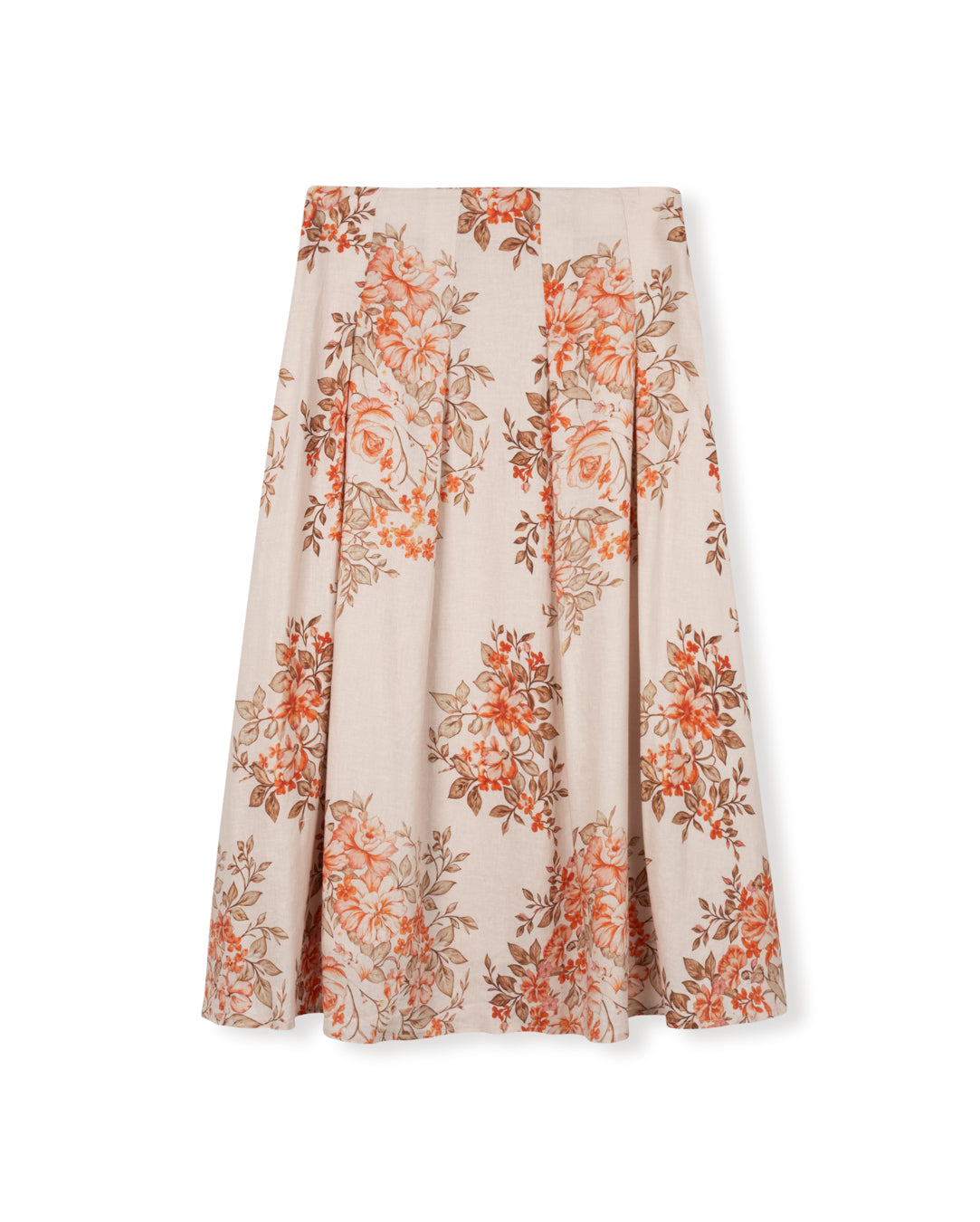 Teelo Linen Floral Flowy Pleat Skirt - Junees
