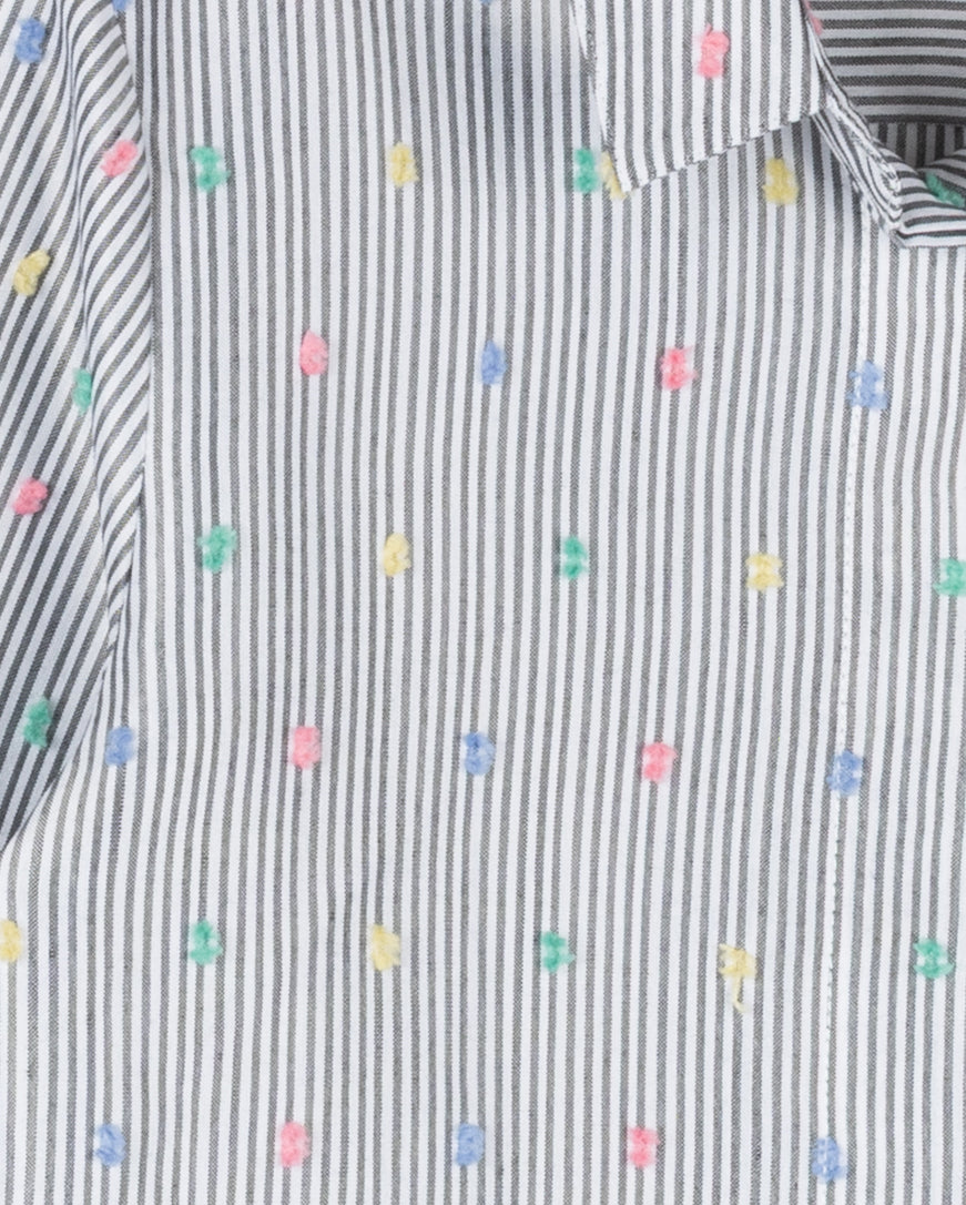 Pinstriped Swiss Dot Blouse