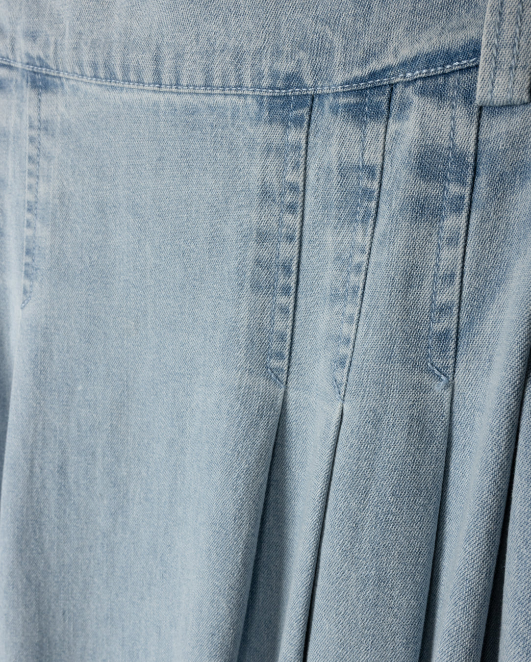 Front Pleat Denim Maxi Skirt