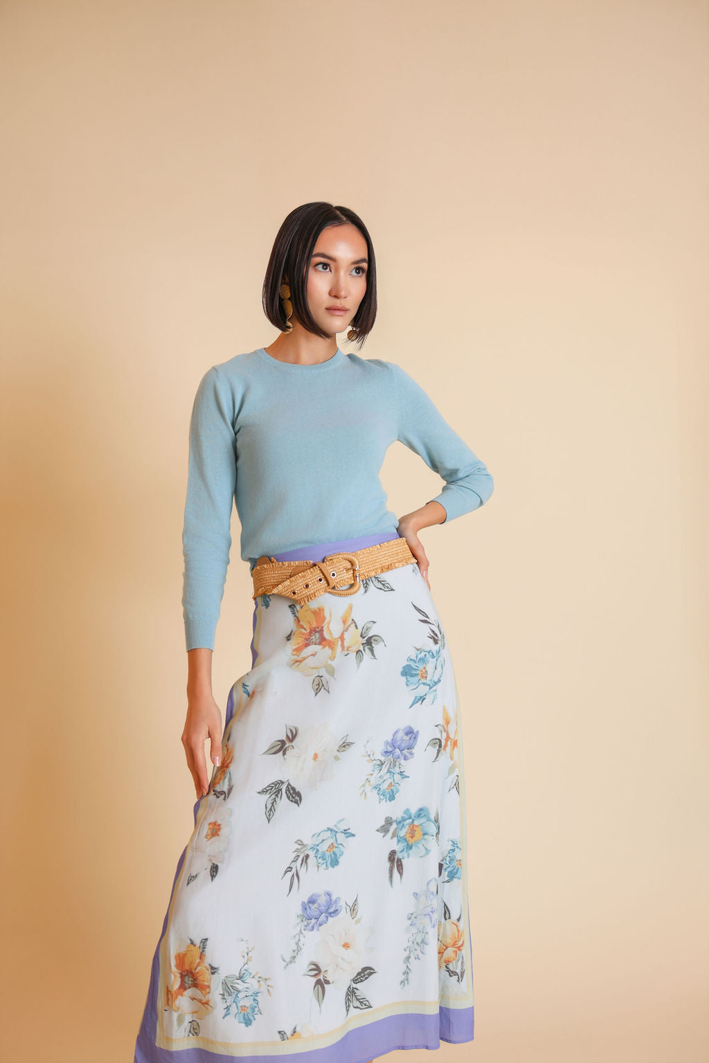 Silk Printed Detailed Skirt - Junees