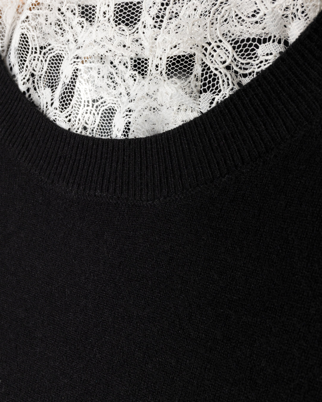 Lace Trimmed Knit Sweater W-21635