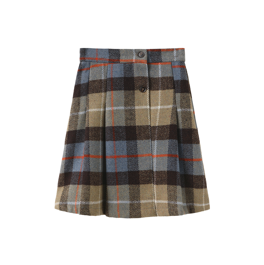 Plaid Button Wrap Skirt