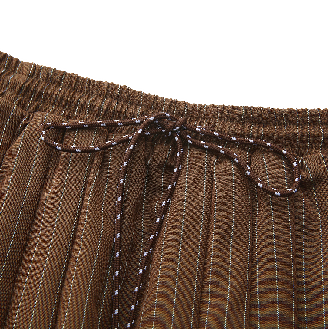 Pinstripe Pleated Drawstring Skirt