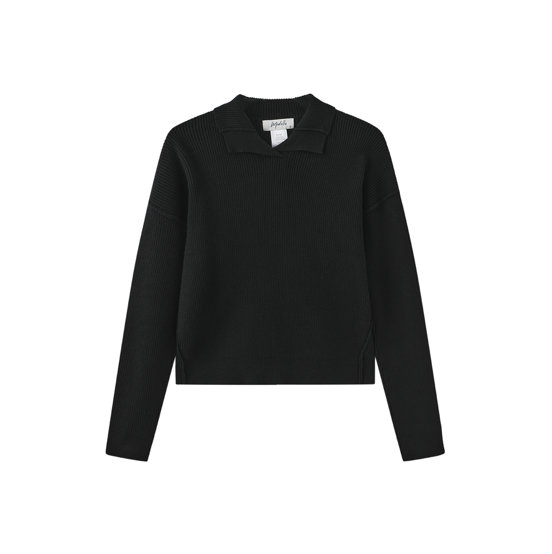 Collared Ribbed Knit Top