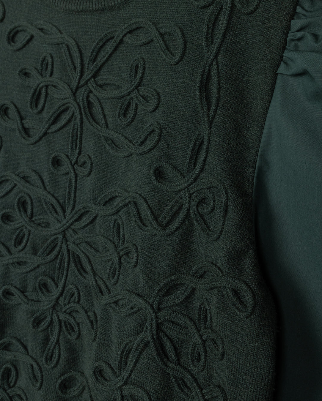 Knit And Poplin Crew Neck