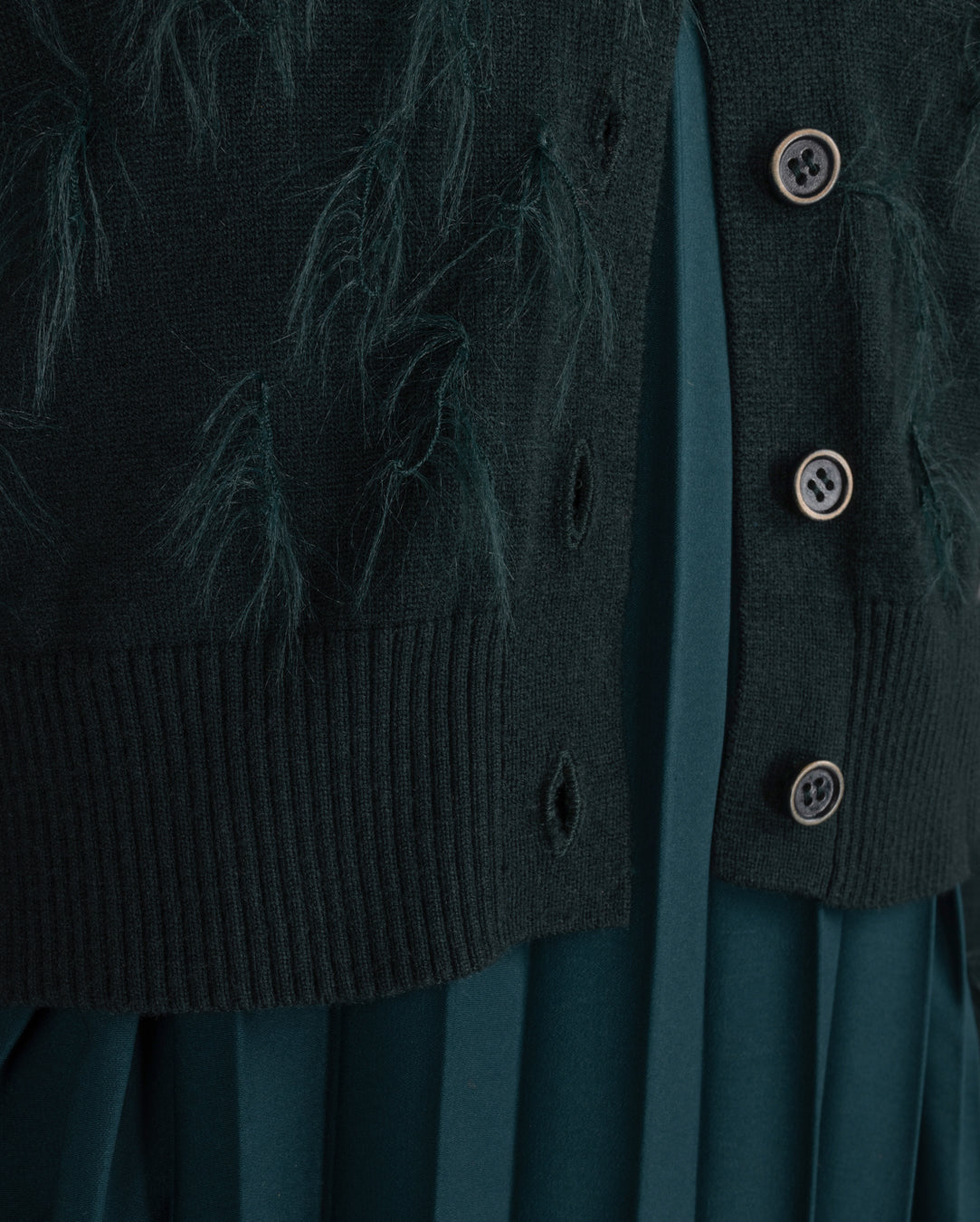 Pleated Flowy Cardiganed Jumper