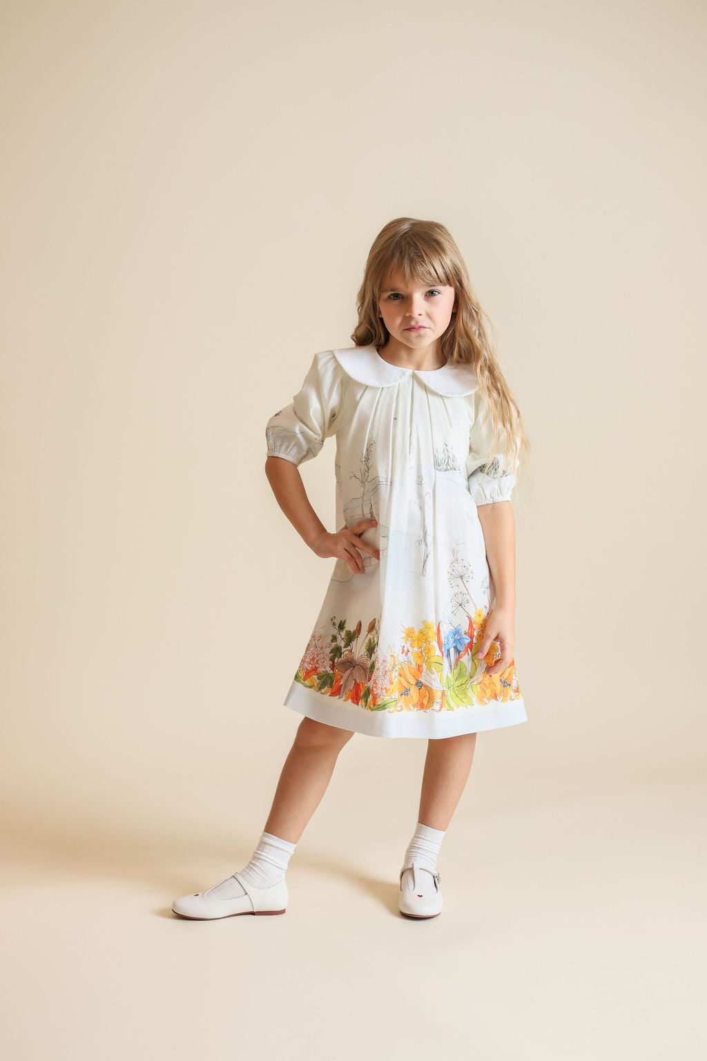 Graphic Print Linen Dress