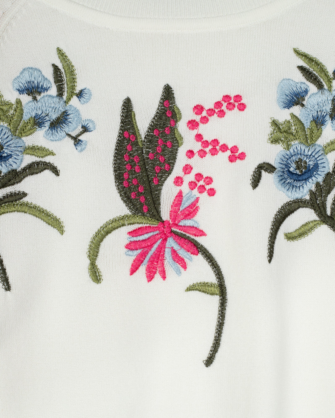 Floral Applique Rib Trim Sweater - Junees