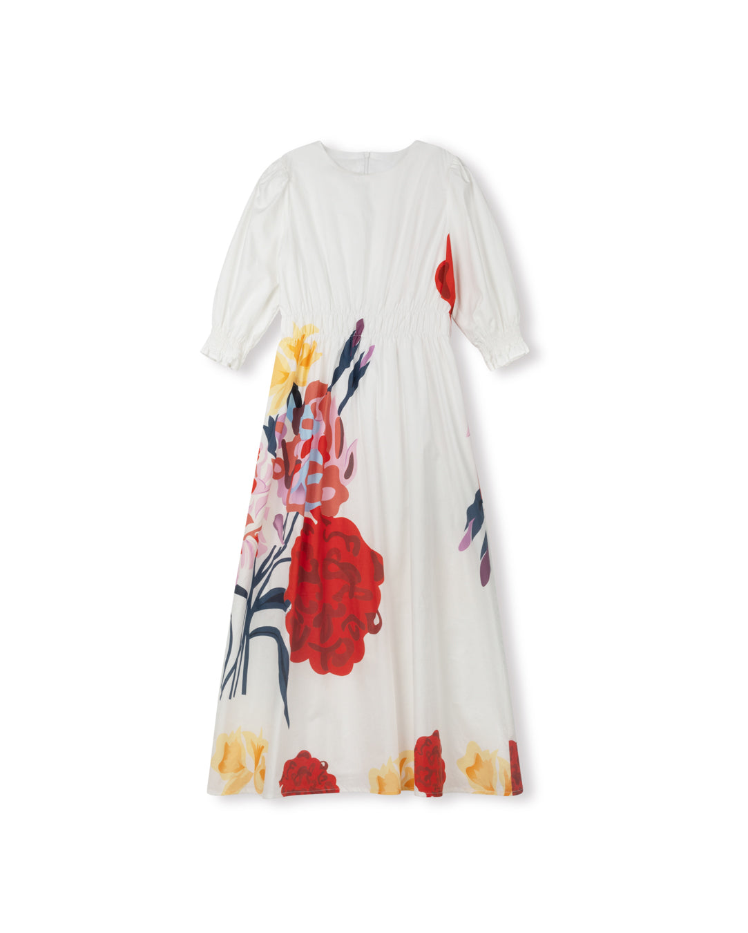 Big Floral Printed Waisted Dress