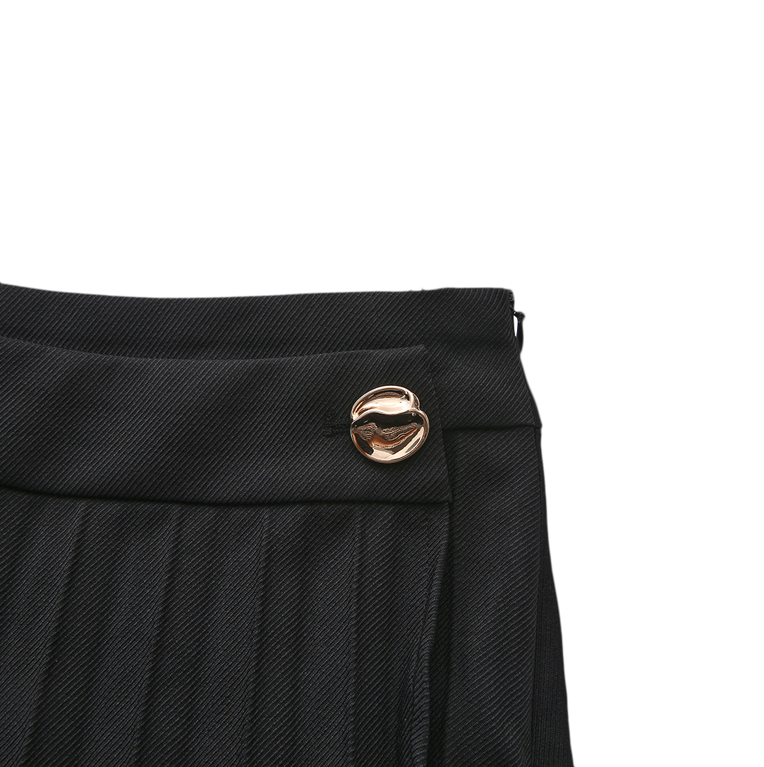 Pleated Wrap Maxi Skirt