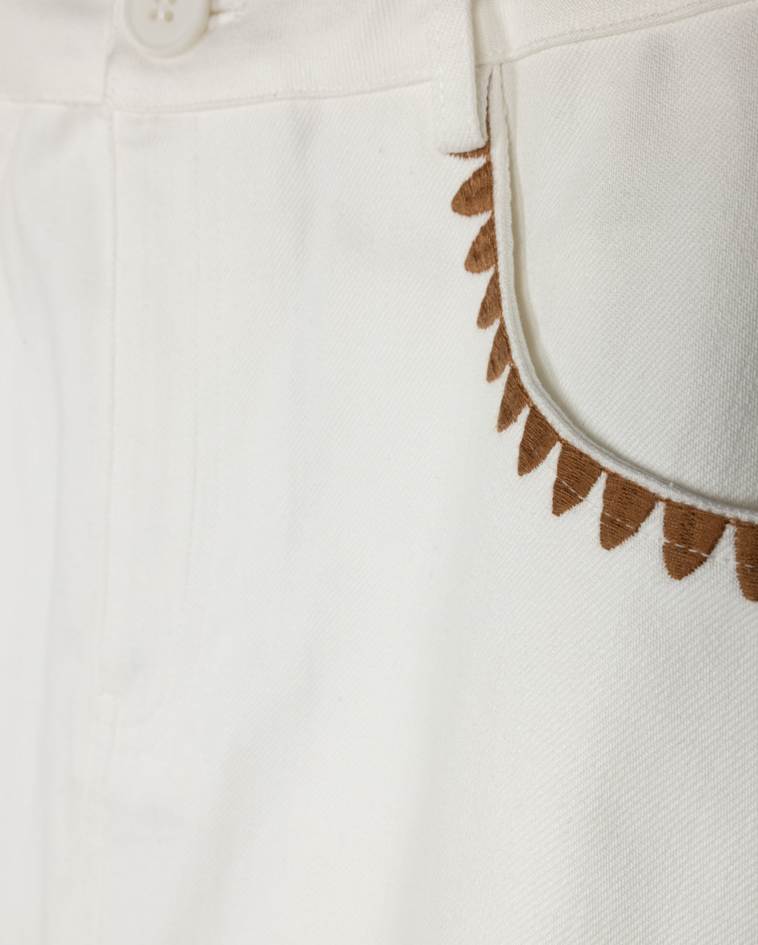 Denim Embroidered Pocket Detailed Skirt