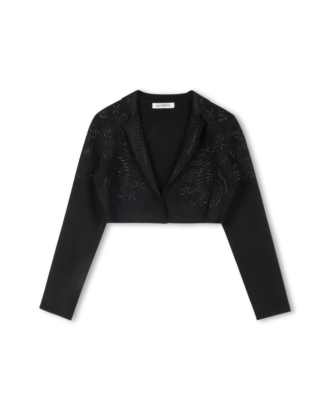 Knit Embroidered Crop Blazer