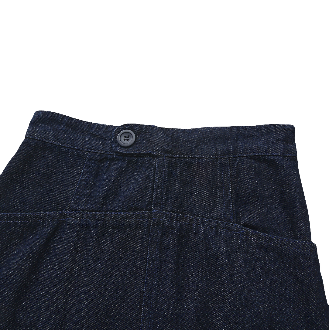 Side Button Tab Midi Skirt