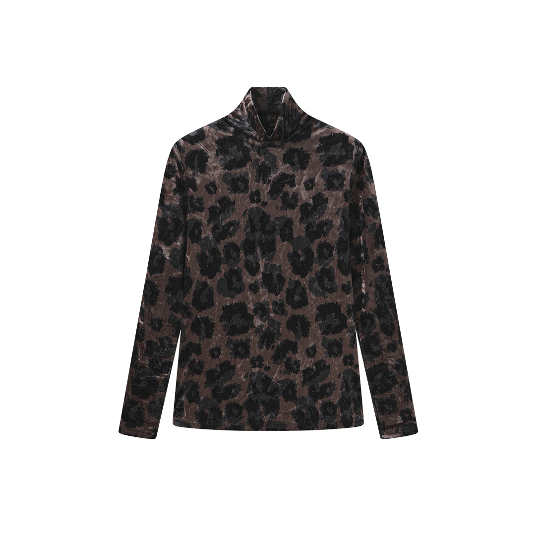 Velour Lepoard Turtleneck