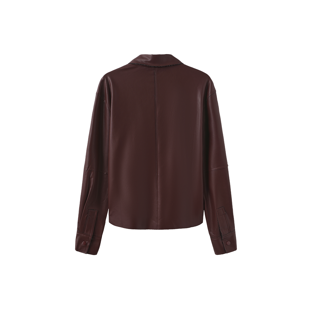 Burgundy Leather Blouse