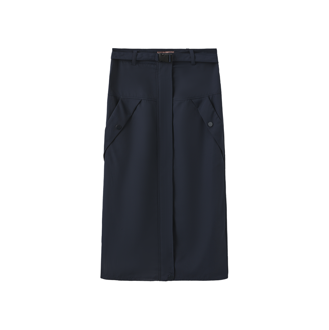 Zipper Belted Midi Skirt