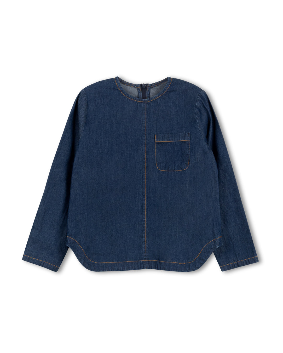 Chambray Topstitched Blouse