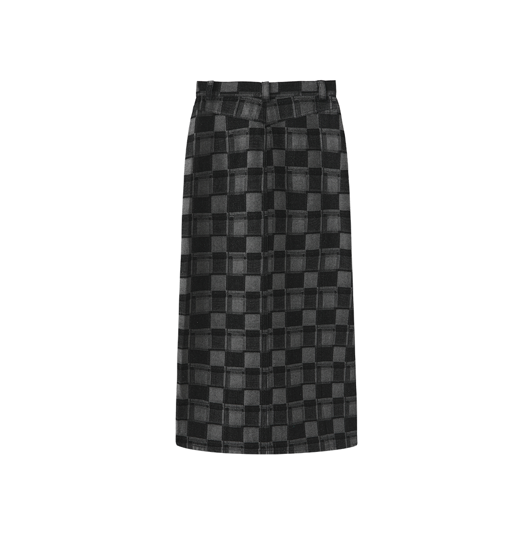 Plaid Fly Straight Skirt