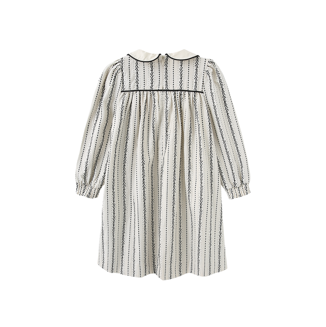 Piped Collar Printed Dress