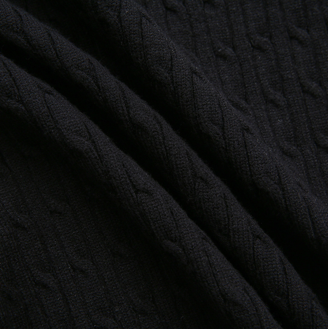 Cable Knit Contrast Fabric Cardigan