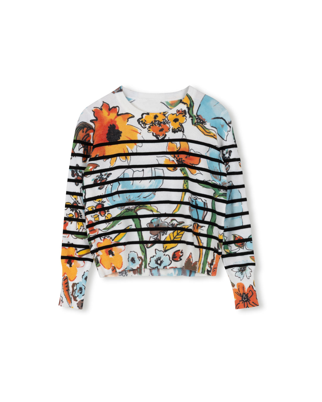 Striped Floral Sweater