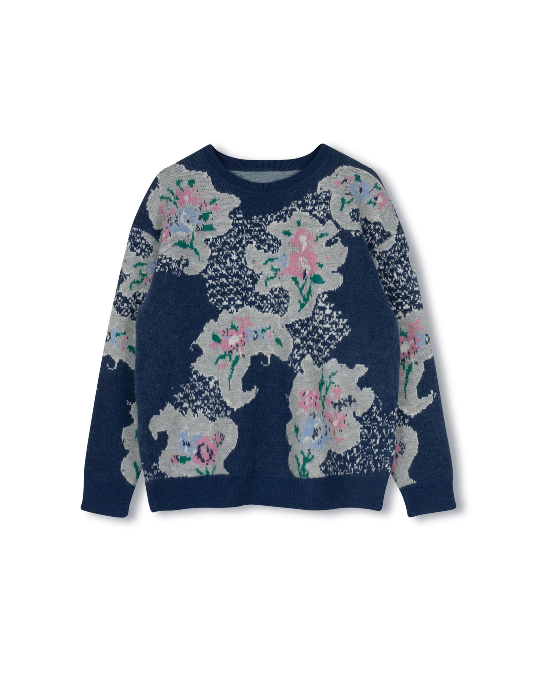 Textured Flower Detailed Knit Sweater