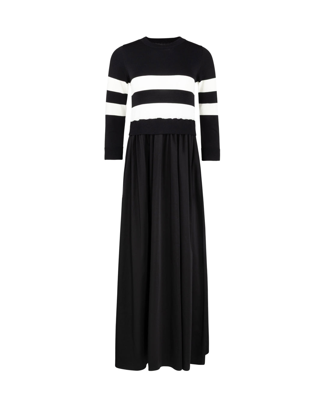 Stripe Knit And Poplin Dress