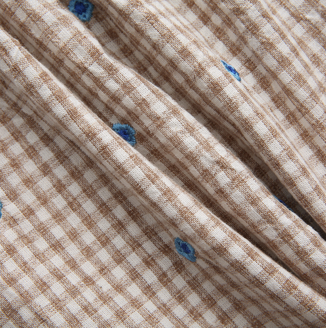 Jane Plaid Embroidered Blouse