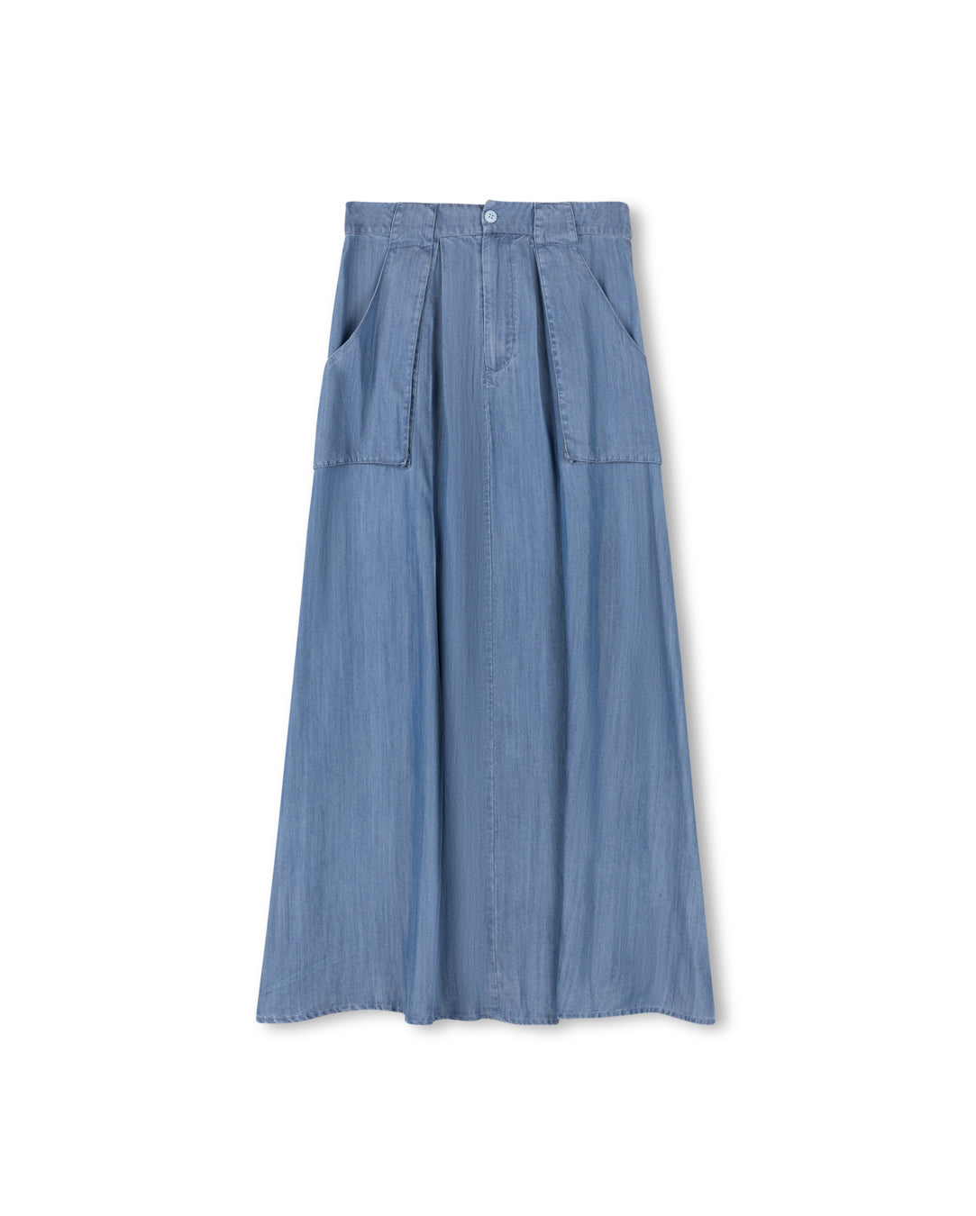 Denim Belt Looped Flowy Skirt W-16861